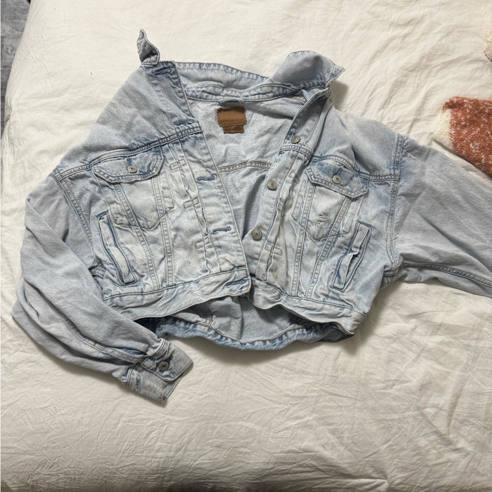 Light Blue Cropped Denim Jacket